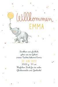 Geburtskarten kleiner elefant gelb Geburtskarten kleiner elefant gelb