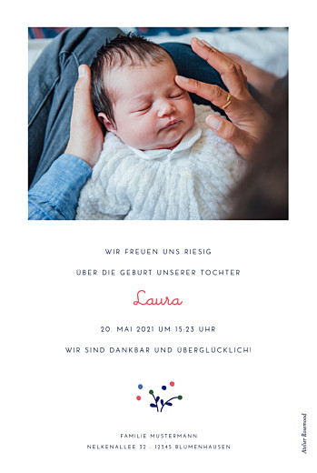 Geburtskarten Liberty Beere Blau - Rückseite Geburtskarten Liberty Beere Blau - Rückseite