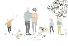 Geburtskarten Summer Family (5 Kinder) 1