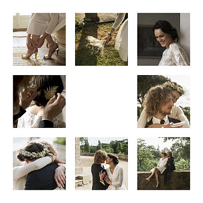 Dankeskarten Hochzeit Erinnerung 8 fotos (gold) weiß finition Dankeskarten Hochzeit Erinnerung 8 fotos (gold) weiß finition