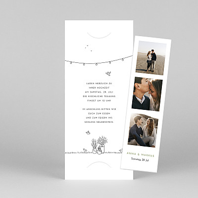 Hochzeitseinladungen sommerhochzeit (fotostreifen) weiß Hochzeitseinladungen sommerhochzeit (fotostreifen) weiß