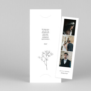 Dankeskarten Hochzeit Botanik (Fotostreifen) Weiß