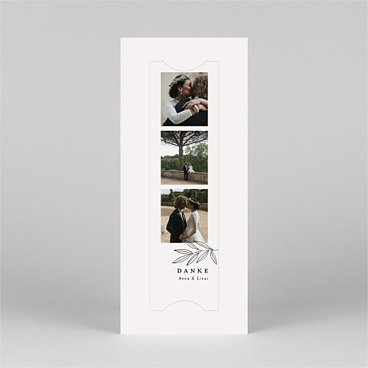 Dankeskarten Hochzeit Zarter Ast (Fotostreifen) Beige - Ansicht 2 Dankeskarten Hochzeit Zarter Ast (Fotostreifen) Beige - Ansicht 2