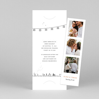 Hochzeitseinladungen feldhochzeit (fotostreifen) weiß Hochzeitseinladungen feldhochzeit (fotostreifen) weiß