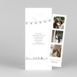 Dankeskarten Hochzeit Feldhochzeit (Fotostreifen) Weiß