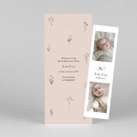 Geburtskarten Floral Minimal (Fotostreifen) Rosa
