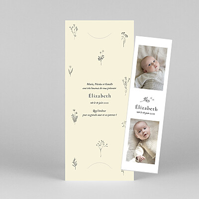 Geburtskarten weiß floral minimal (fotostreifen) beige Geburtskarten weiß floral minimal (fotostreifen) beige