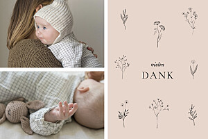 Dankeskarten floral minimal rosa Dankeskarten floral minimal rosa