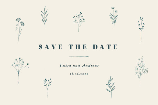 Save-the-Date Karten Floral Minimal beige - Vorderseite Save-the-Date Karten Floral Minimal beige - Vorderseite