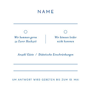 Antwortkarte hochzeit kalligraphie blau Antwortkarte hochzeit kalligraphie blau