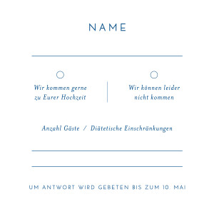 Antwortkarte Hochzeit Kalligraphie blau