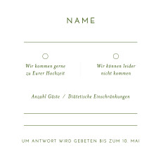Antwortkarte Hochzeit Kalligraphie Grün