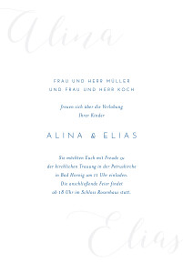 Hochzeitseinladungen Kalligraphie Blau
