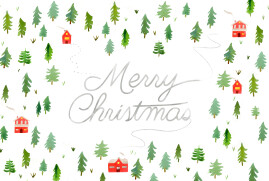 Weihnachtskarten geschäftlich Tannenwald Klappkarte Weiß