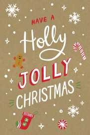 Weihnachtskarten geschäftlich Holly Jolly (Klappkarte) Kraft