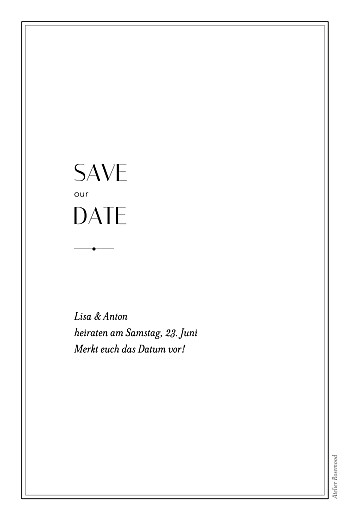 Save-the-Date Karten Fußspuren Weiß - Rückseite Save-the-Date Karten Fußspuren Weiß - Rückseite