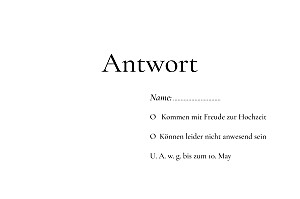 Antwortkarte hochzeit dezent weiß Antwortkarte hochzeit dezent weiß