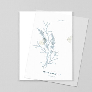 Hochzeitseinladungen Pflanzenwelt Hoch (Transparentpapier) Blau Hochzeitseinladungen Pflanzenwelt Hoch (Transparentpapier) Blau
