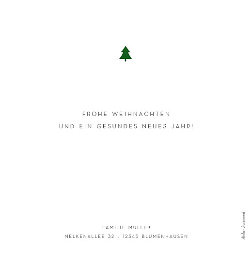 Weihnachtskarten Elegant Tannenbaum (Gold) Weiß - Rückseite