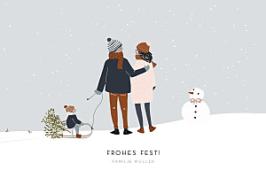 Weihnachtskarten grau winter family (1 kind) 2 Weihnachtskarten grau winter family (1 kind) 2