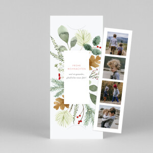 Weihnachtskarten Blumen Aquarell (Fotostreifen) Weiß