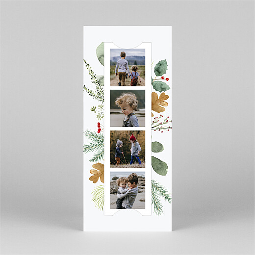 Weihnachtskarten Blumen Aquarell (Fotostreifen) Weiß - Ansicht 2
