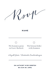 Antwortkarte hochzeit swing (hoch) marineblau Antwortkarte hochzeit swing (hoch) marineblau