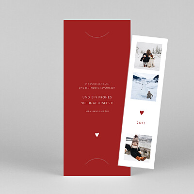 Weihnachtskarten rot elegant herz (fotostreifen) rot Weihnachtskarten rot elegant herz (fotostreifen) rot