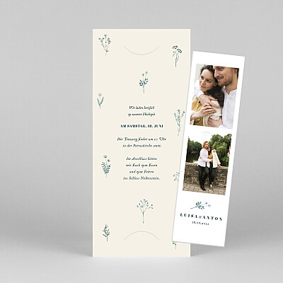 Hochzeitseinladungen floral minimal (fotostreifen) beige Hochzeitseinladungen floral minimal (fotostreifen) beige