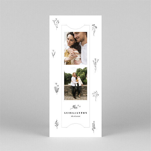 Hochzeitseinladungen Floral Minimal (Fotostreifen) Weiß - Ansicht 2 Hochzeitseinladungen Floral Minimal (Fotostreifen) Weiß - Ansicht 2
