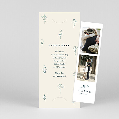 Dankeskarten hochzeit originell floral minimal (fotostreifen) beige Dankeskarten hochzeit originell floral minimal (fotostreifen) beige