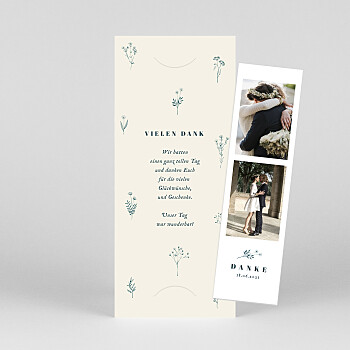 Dankeskarten hochzeit floral minimal (fotostreifen) beige Dankeskarten hochzeit floral minimal (fotostreifen) beige
