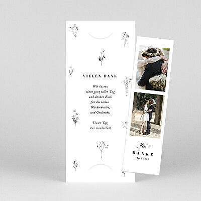 Dankeskarten hochzeit weiß floral minimal (fotostreifen) weiß Dankeskarten hochzeit weiß floral minimal (fotostreifen) weiß