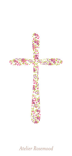 Anhänger Taufe Liberty Kreuz Rosa - Rückseite