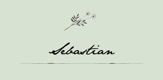 Platzkarte Taufe Floral Minimal Grün - Seite 1 Platzkarte Taufe Floral Minimal Grün - Seite 1