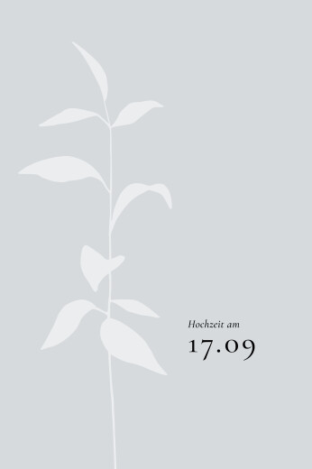 Antwortkarte Hochzeit Ikebana (Hoch) Blau - Vorderseite