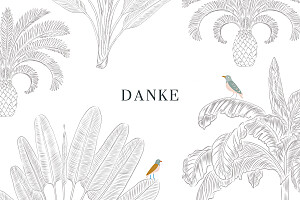 Dankeskarten paradiesvogel (taufe) schwarz Dankeskarten paradiesvogel (taufe) schwarz