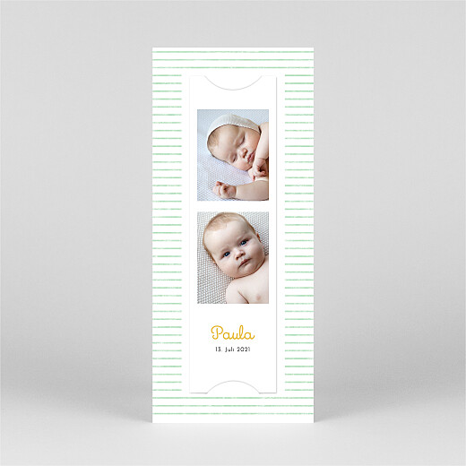 Geburtskarten Schälchen (Fotostreifen) (1 Kinder) Grün - Ansicht 3