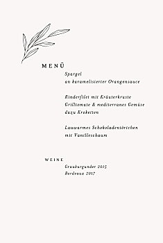 Menükarten taufe kleiner sprössling weiß Menükarten taufe kleiner sprössling weiß