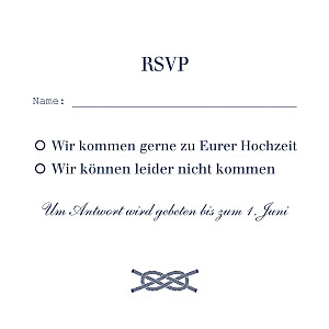 Antwortkarte hochzeit anker blau Antwortkarte hochzeit anker blau
