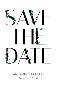 Save-the-date karten blumenbuchstaben weiß Save-the-date karten blumenbuchstaben weiß