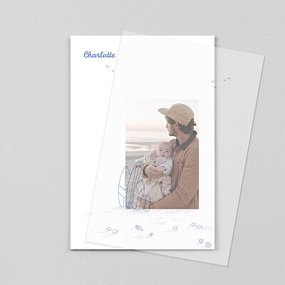 Geburtskarten blau strandtag transparentpapier (2 kinder) blau Geburtskarten blau strandtag transparentpapier (2 kinder) blau