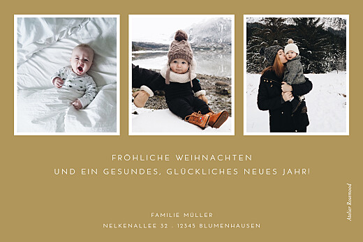 Weihnachtskarten Liberty Blumen (mini) Gold - Rückseite Weihnachtskarten Liberty Blumen (mini) Gold - Rückseite