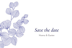 Save-the-date karten blau eukalyptuszweige blau Save-the-date karten blau eukalyptuszweige blau