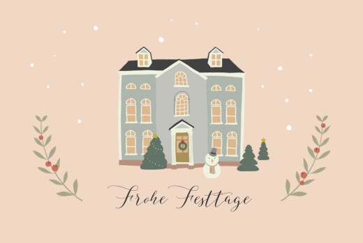 Weihnachtskarten geschäftlich Cottage Rosa - Seite 1