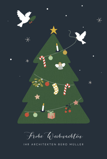 Weihnachtskarten geschäftlich O Tannenbaum Blau - Seite 1