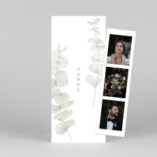 Dankeskarten Hochzeit Eukalyptuszweige (Fotostreifen) Grün