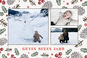 Weihnachtskarten rot winterfrüchte beige Weihnachtskarten rot winterfrüchte beige