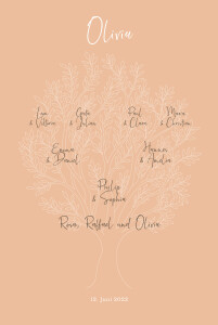 Geburtskarten Stammbaum (Hoch) Rosa