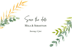 Save-the-date karten ohne foto flora (gold) grün Save-the-date karten ohne foto flora (gold) grün
